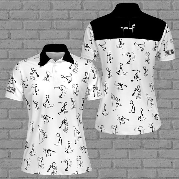 Custom Name Funny Golf Stick Icon - Personalized Women Polo