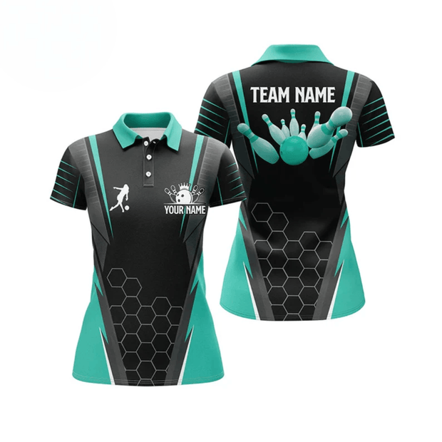Custom Name And Team MultiColor Bowling - Personalized Women Polo