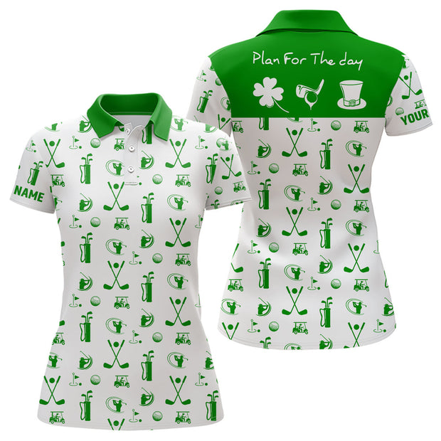 Custom Name Plan For The Day Golf Icon St Patrick Day - Personalized Women Polo
