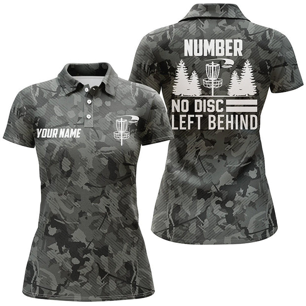 Custom Name And Number Retro Grey Camo Disc Golf - Personalized Women Polo