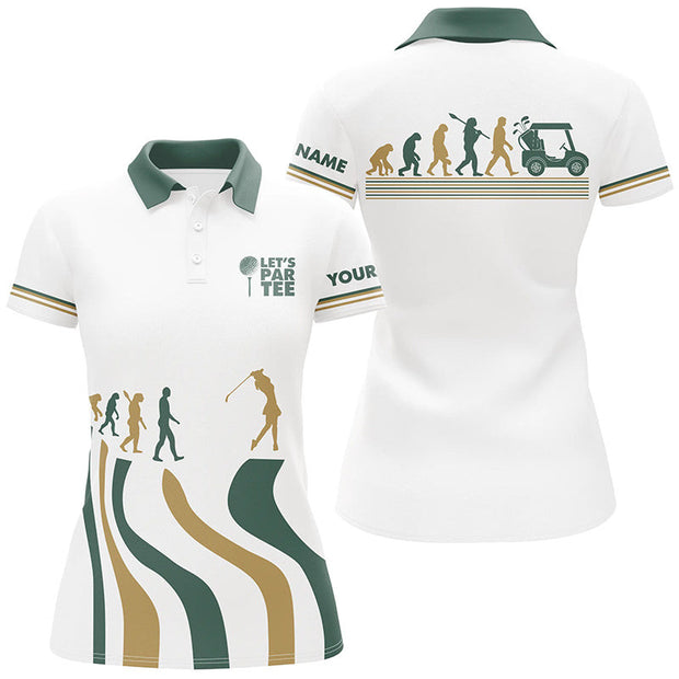 Custom Name Lets Par Tee Evolution Of The Golf White - Personalized Women Polo