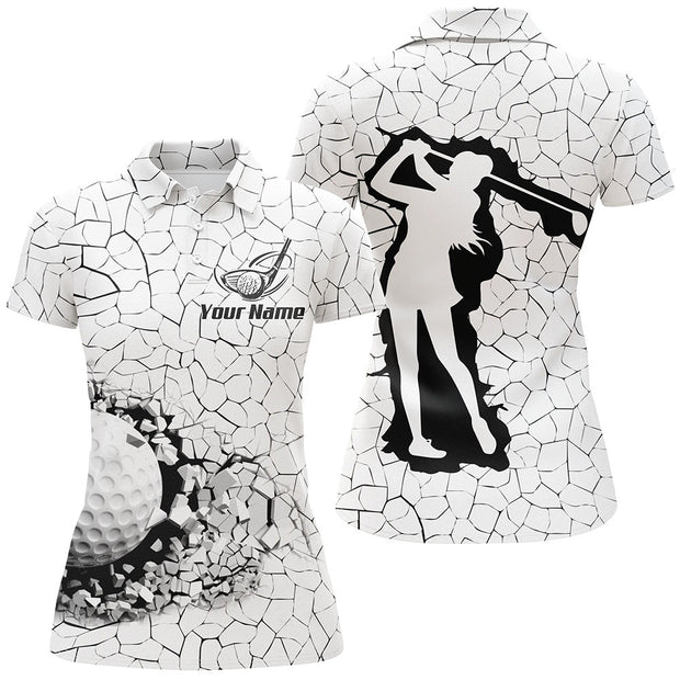 Custom Name Golf Breaker Black And White - Personalized Women Polo