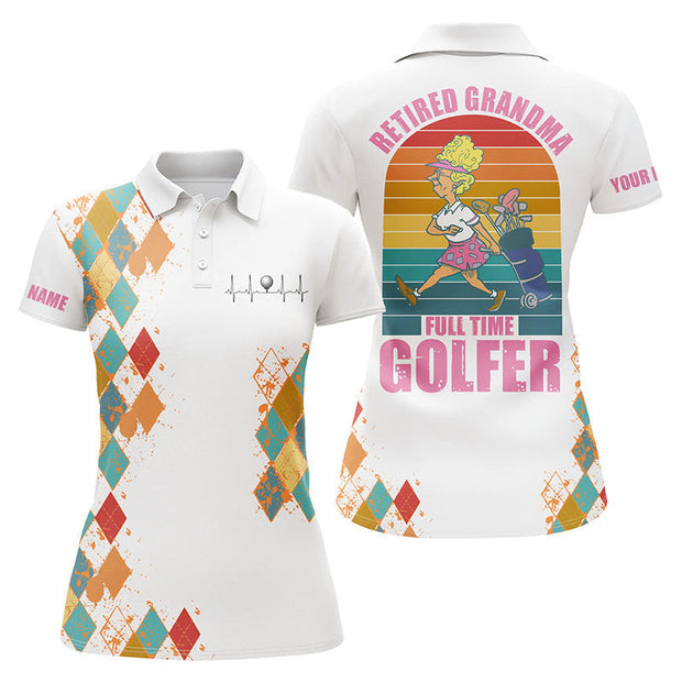 Custom Name Retired Grandma Full-Time Golfer - Personalized Women Polo