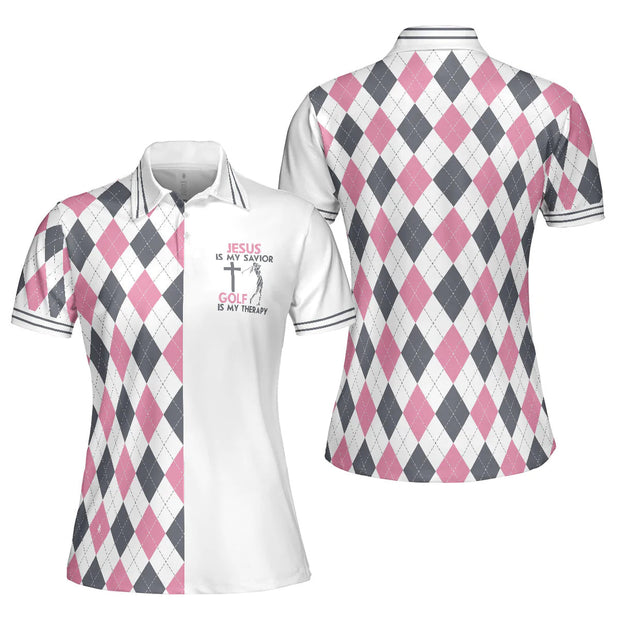 Jesus Is My Savior Golf Is My Therapy - Women Polo