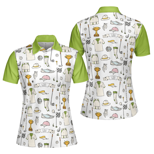 Golf Life In Green Golf Symbol Pattern - Women Polo