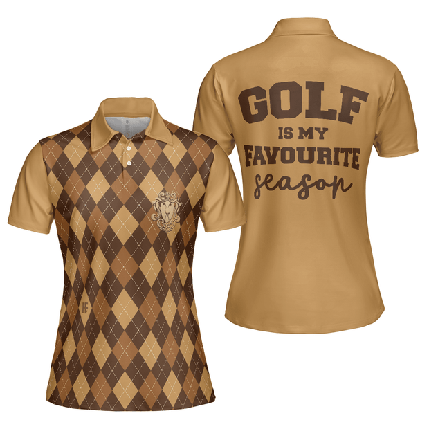 Golf Is My Favourite Season Brown Argyle Pattern - Women Polo