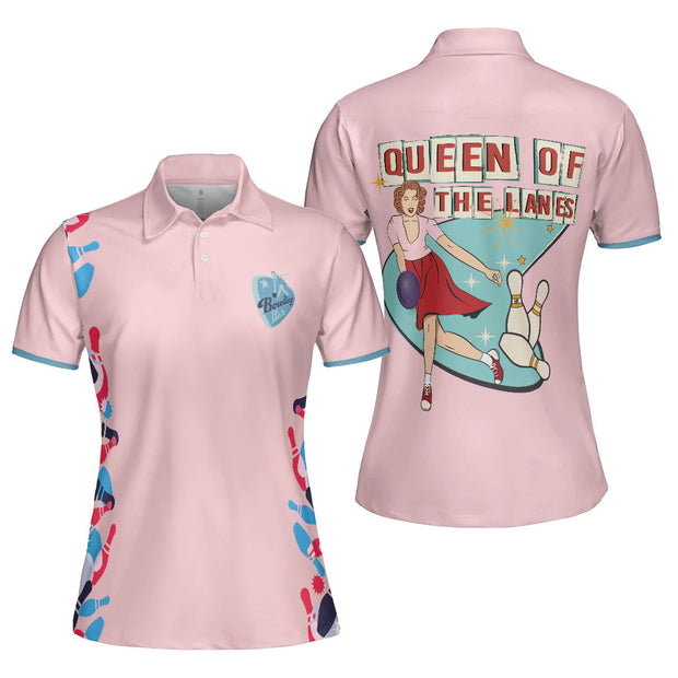 Queen Of The Lanes Bowling Pink Ladies - Women Polo