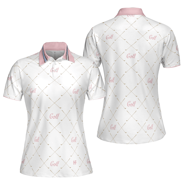 Pink Simple Golf Clubs Pattern - Women Polo