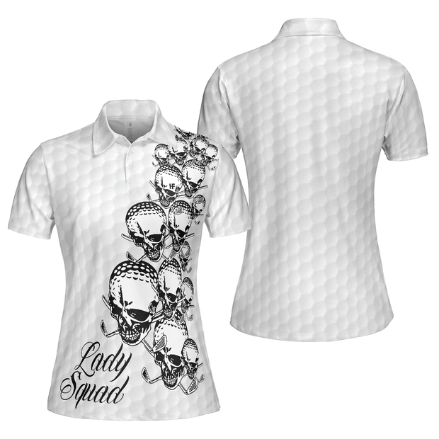 Black And White Skull Golf Ball Texture - Women Polo
