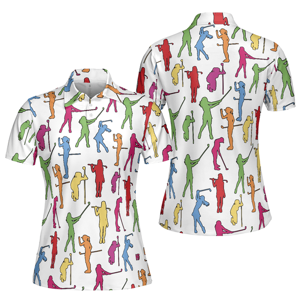 Colorful Female Golfer - Women Polo