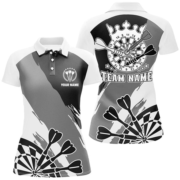 Custom Name And Team Black White Darts - Personalized Women Polo
