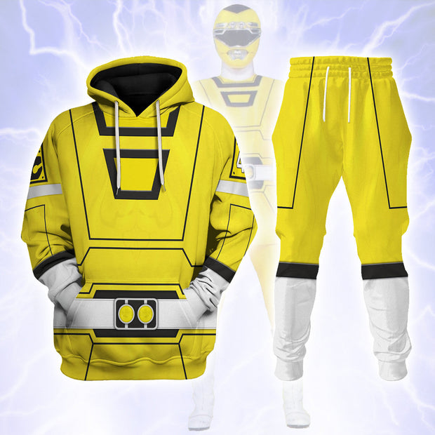 PR Yellow Power Rangers Turbo Cosplay Costume - Hoodie Set PRHS37 HSQT4280
