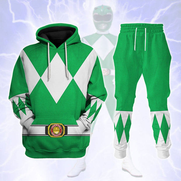 PR Green Ranger Mighty Morphin Cosplay Costume - Hoodie Set - HSQT4319 PRHS84