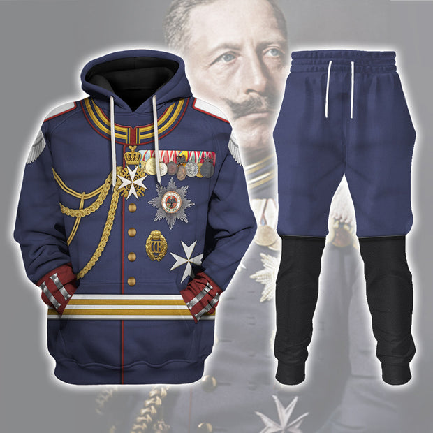 Kaiser Wilhelm II Military Uniform German Emperor Historical Cosplay Costume - Hoodie Set QT6010901