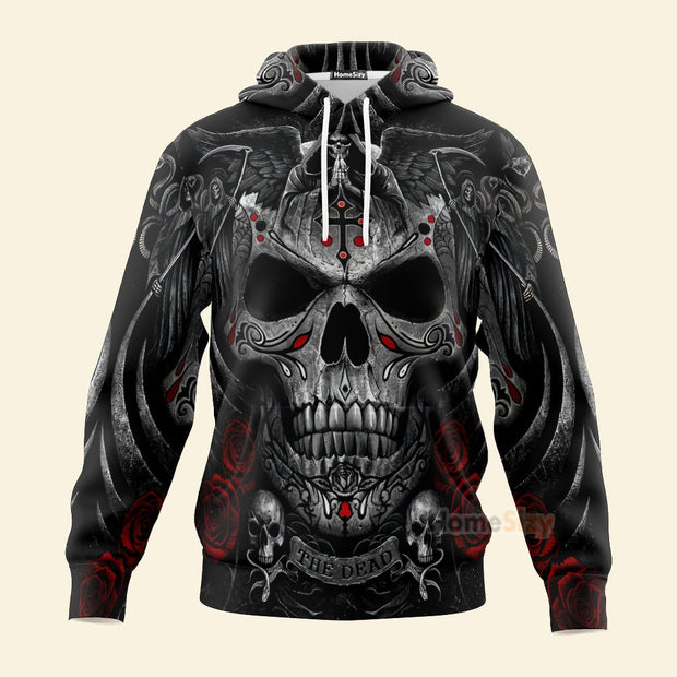 Grim Reaper Pray King Skull - 3D Hoodie