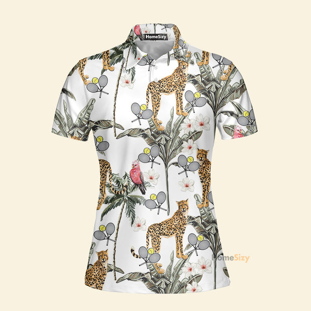 Tropical Coconut Leopard Tennis - Women Polo