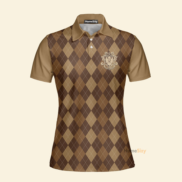 Golf Is My Favourite Season Brown Argyle Pattern Golf - Women Polo