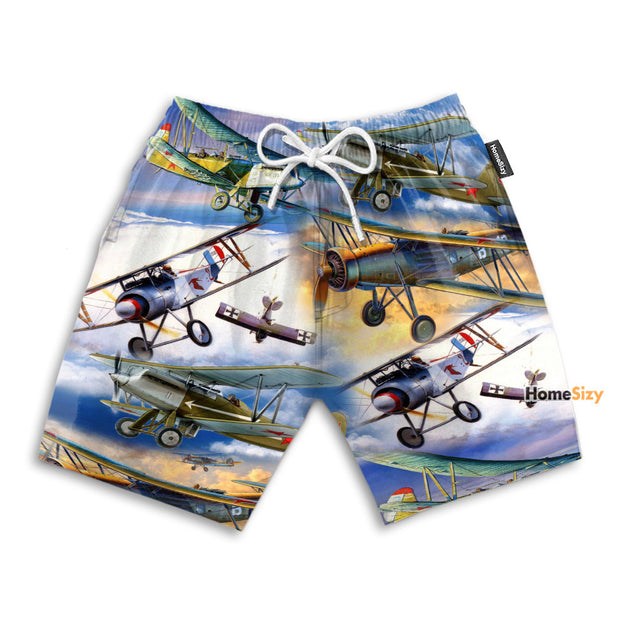 3D Retro Aircrafts Summer - Beach Shorts