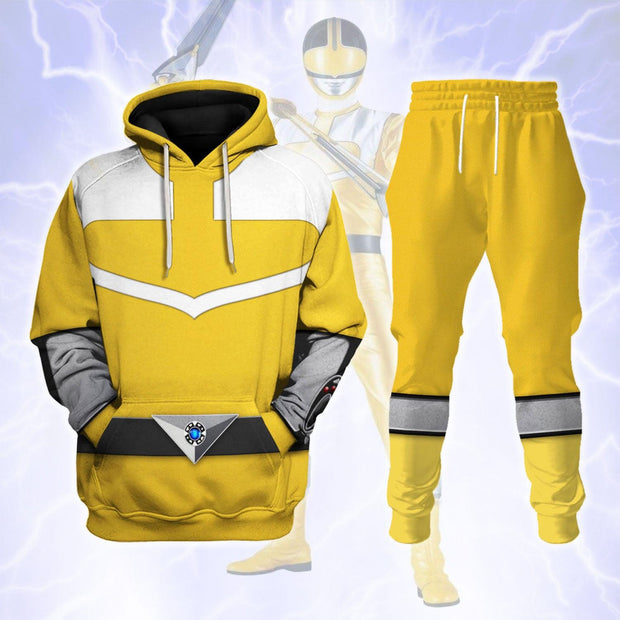 PR 3D Yellow Power Rangers Time Force Tshirt Hoodie PRHS05 HSQT4258