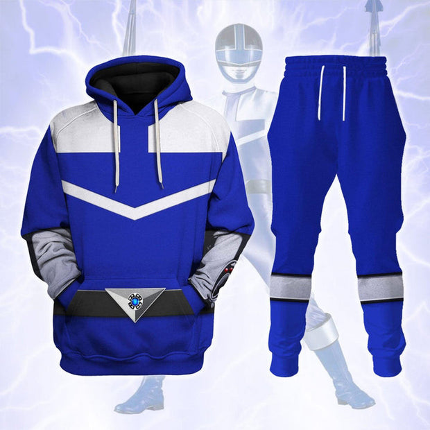 PR Power Rangers Time Force (2001) Blue - Hoodies Sweatshirt T-shirt Hawaiian Tracksuit - PRHS04 QT402117