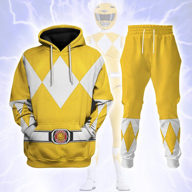 PR Yellow Ranger Mighty Morphin Cosplay Costume - Hoodie Set HSQT4273 PRHS28