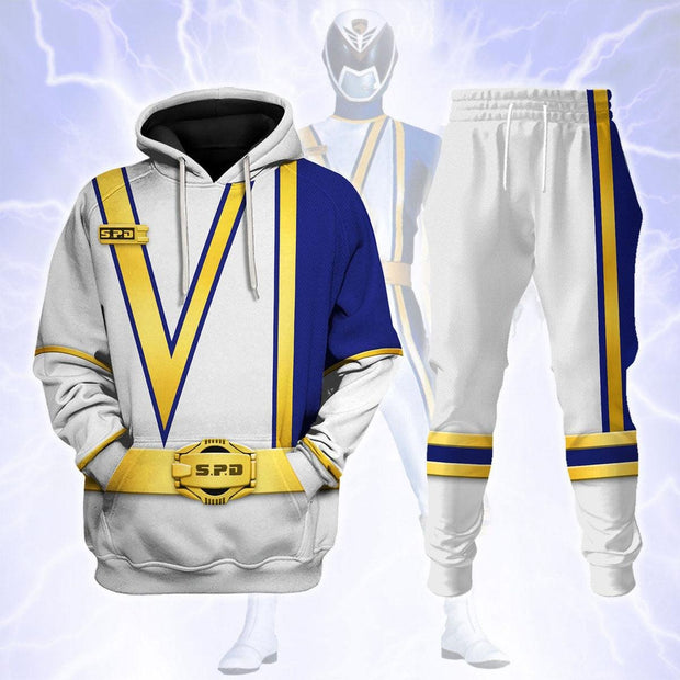 PR S.P.D White Ranger Hoodies Sweatshirt T-shirt Sweatpants Hawaiian Tracksuit PRHS06 HSQT4259