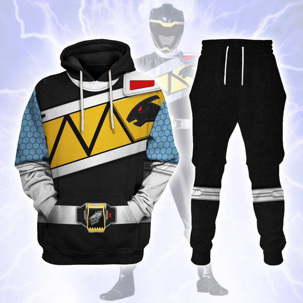 PR Black Power Rangers Dino Charge Cosplay Costume - Hoodie Set PRHS42 HSQT4283