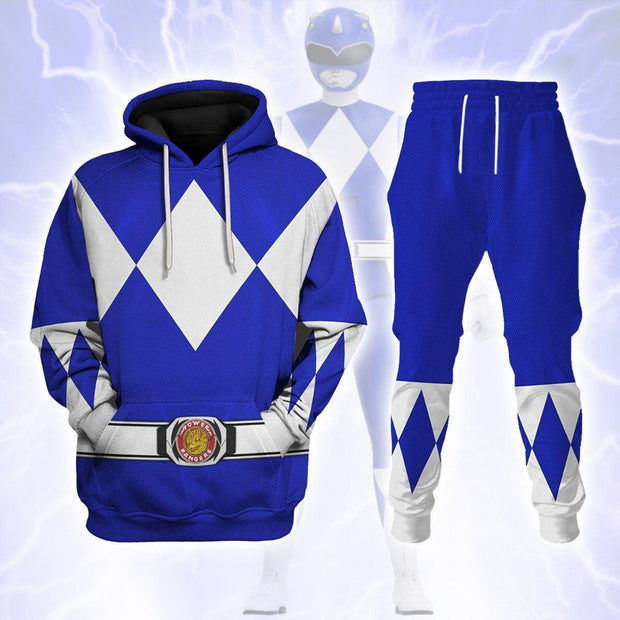 PR Blue Ranger Mighty Morphin Cosplay Costume - Hoodie Set PRHS73 HSQT4310