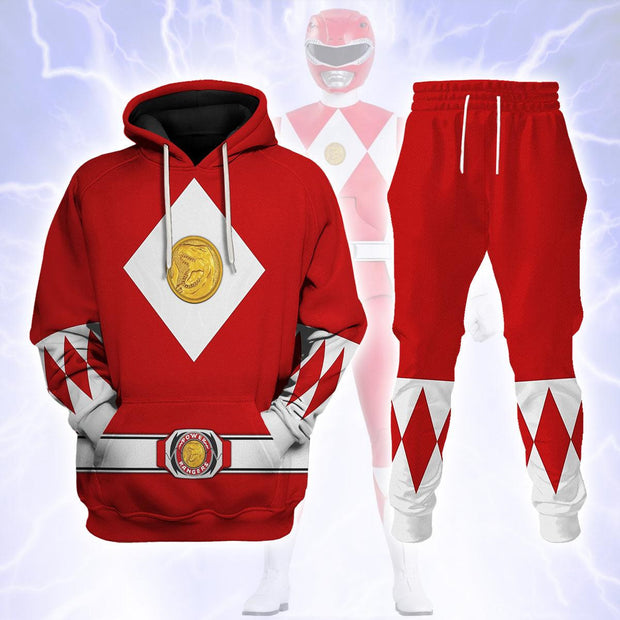 PR Red Ranger Mighty Morphin The Movie (1995) Hoodies Sweatshirt T-shirt Hawaiian PRHS85 HSQT4320