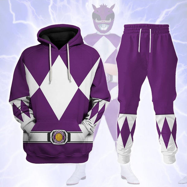 PR Bulk And Skull Purple Ranger Cosplay Costume - Hoodie Set PRHS114 HSQT4346