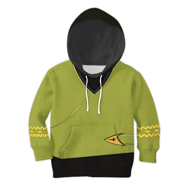 The Original Series Green Tunic Uniform Costume Cosplay Kid Hoodie Sweatshirt T-Shirt STHS007 PT402027