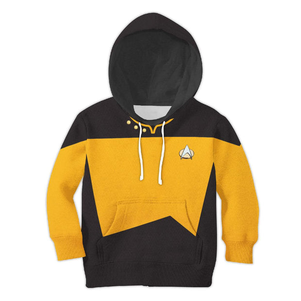 The Next Generation Yellow Uniform Costume Cosplay Kid Hoodie Sweatshirt T-Shirt STHS011 QT205360