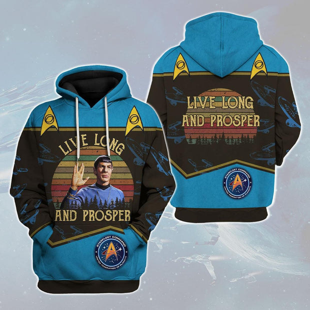 Live Long And Prosper Sunset Retro Vintage Hoodie Sweatshirt T-shirt Apparel STHS100 HSSK049