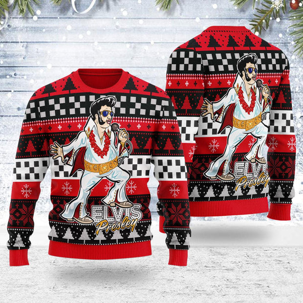 Elvis Fatley Meme Christmas Ugly Sweater CSELV052