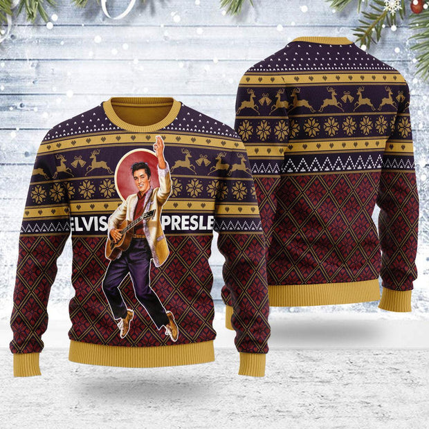 Elvis Christmas Ugly Sweater CSELV059
