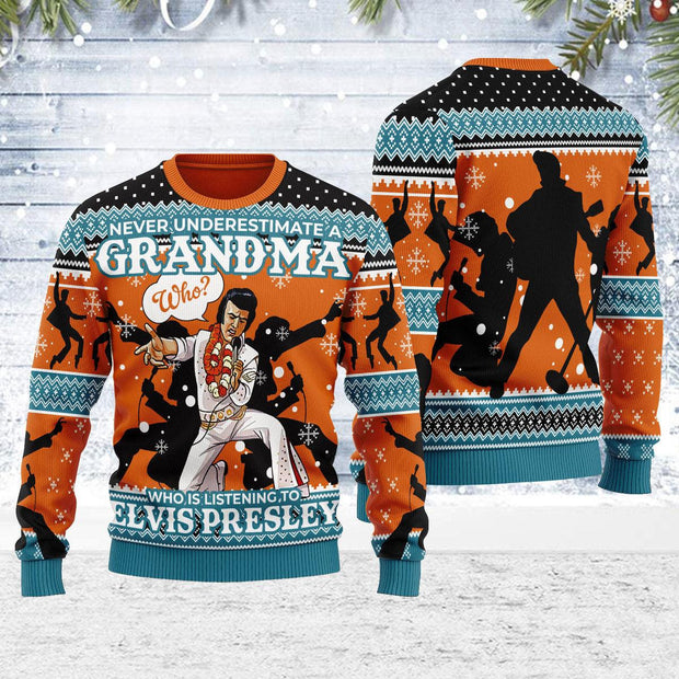 Who is Listening to Elvis Christmas Ugly Sweater CSELV061