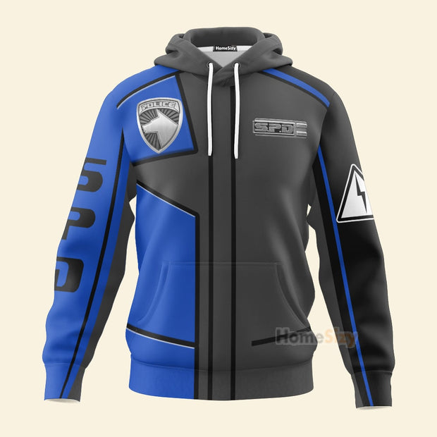 3D Power Rangers S.P.D Blue Uniform Cosplay Costume - Hoodie Set QT4073001