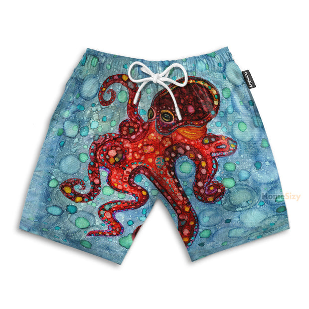 Octopus Blue Ocean Pattern - Beach Shorts QT4080901