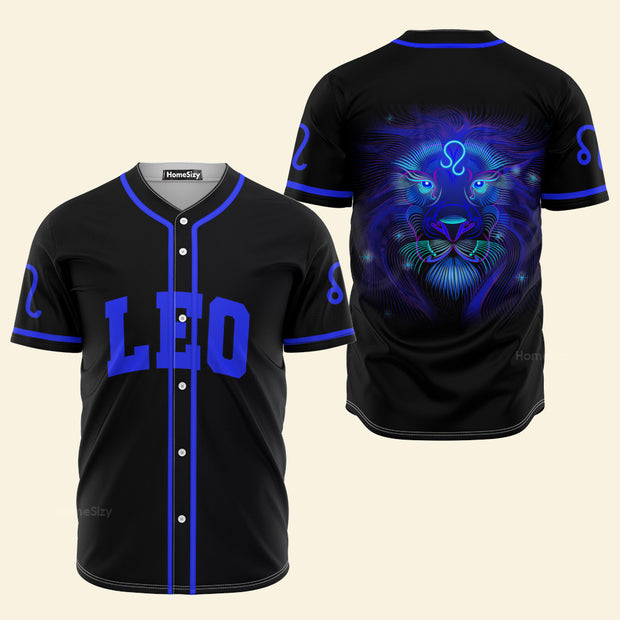 Leo Zodiac Black And Blue - Baseball Jersey