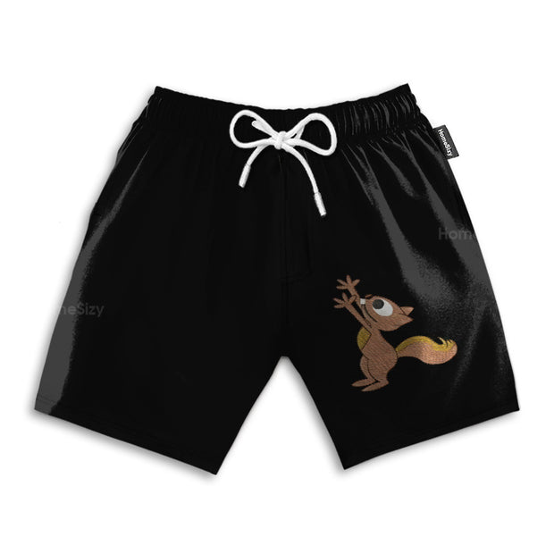 Squirrel Want Hazelnuts Black Funny Style - Beach Shorts