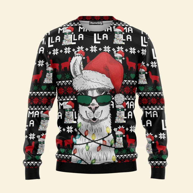 Funny Llama Light Ugly Christmas Sweater QT4101401