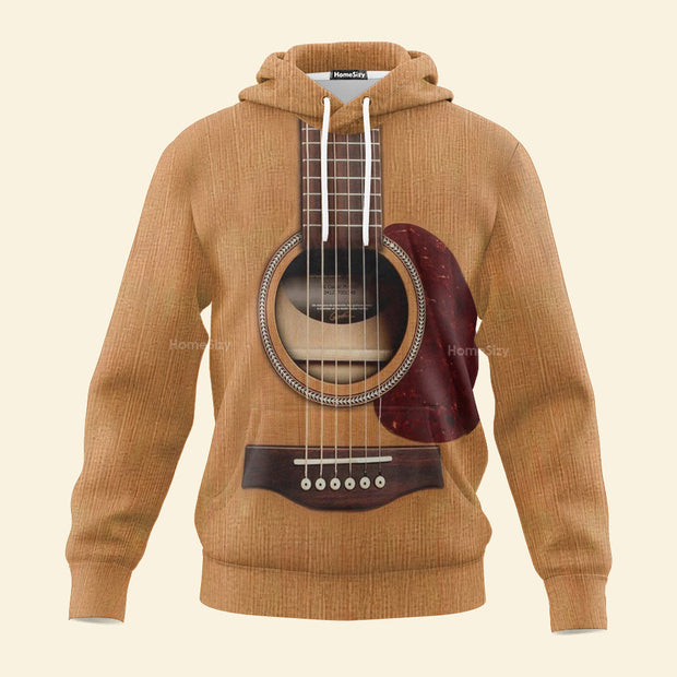 3D Wooden Guitar Custom Cosplay Costume - Hoodie QT4100701