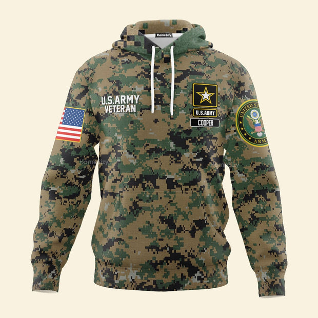 Personalized Custom Name 3D US Army Veteran Hoodie ATP107093Hf