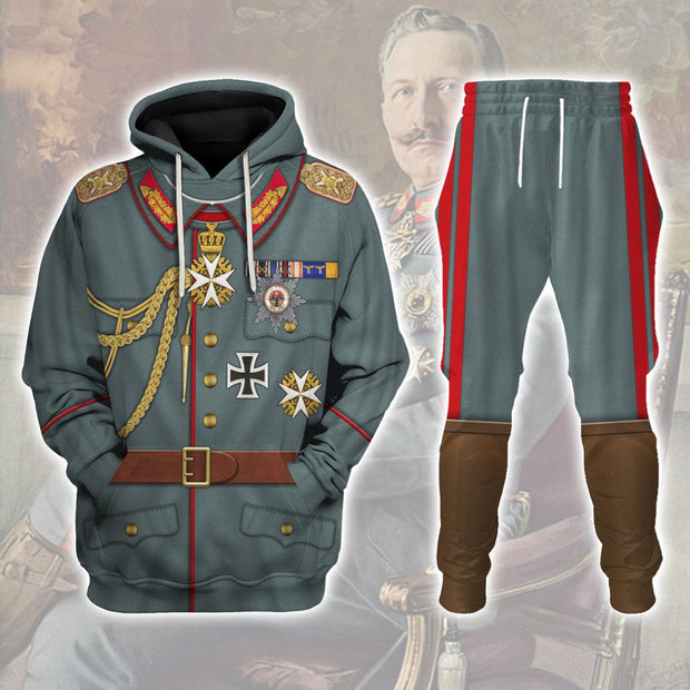 HG Kaiser Wilhelm II Uniform German Emperor Costume Hoodie Sweatshirt T-Shirt Tracksuit CSHGC001