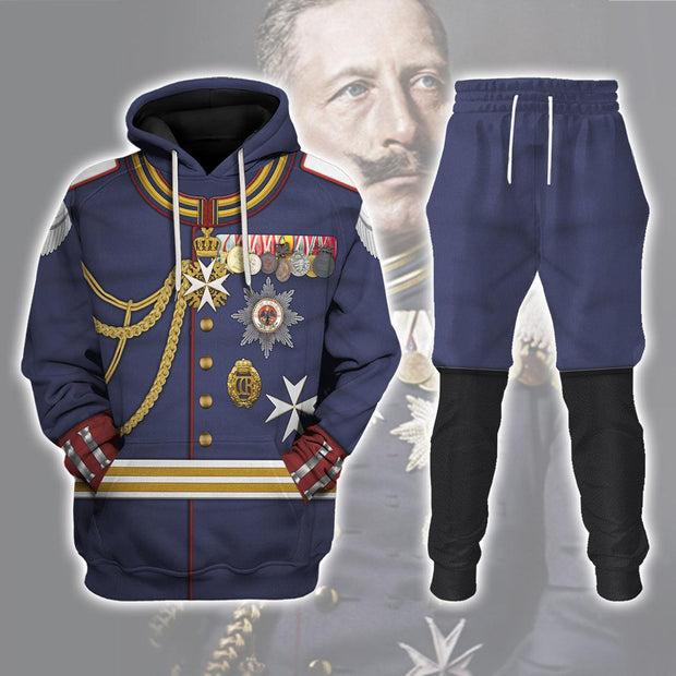 HG Kaiser Wilhelm II Military Uniform German Emperor Costume Hoodie Sweatshirt T-Shirt Tracksuit CSHGC016