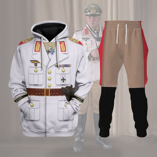 HG Erwin Rommel WWII German Soldier Costume Hoodie Sweatshirt T-Shirt Tracksuit CSHGC102