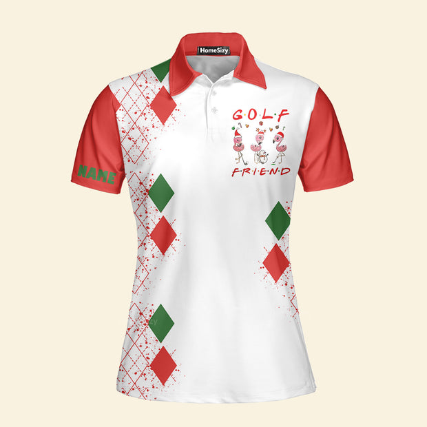 Custom Name Funny Christmas Flamingo Golf Friend - Personalized Women Polo QT4120903
