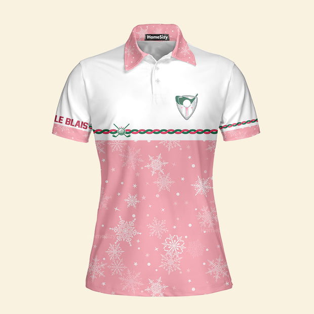Custom Name Snowflakes Pink Christmas Golf - Personalized Women Polo QT4120904