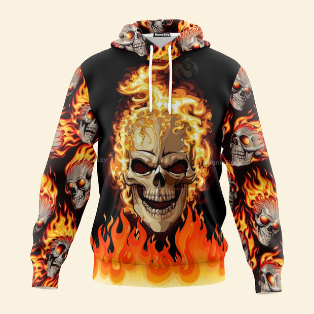 Ghost Fire Skull 3D Printed Hoodie QT5020602