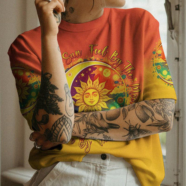 Hippie Live by the Sun Feel by the Moon - Retro Boho Sun & Moon - Tshirt, V-Neck Tshirt